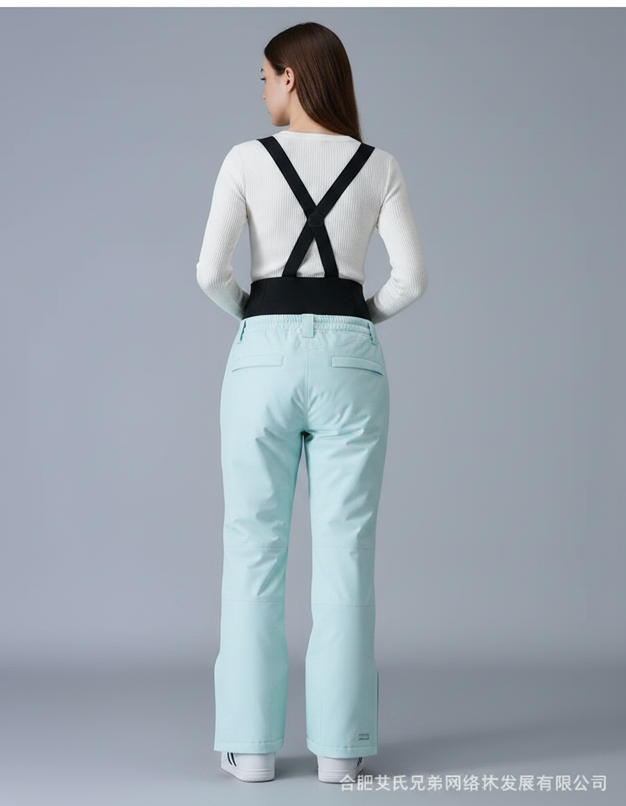 Pantalon De Pluie Bleu Clair Imperméable Bretelles Ski - Polyester - vue 2