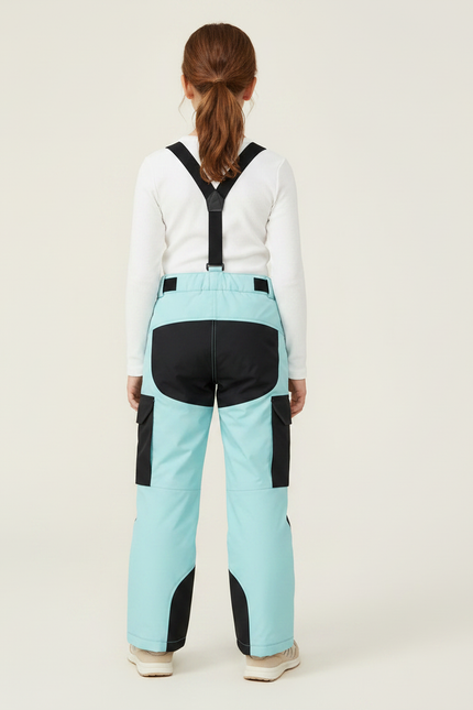 Pantalon De Pluie Turquoise Noir Bretelles Imperméable Enfant - Multicolore Polyester - vue 2