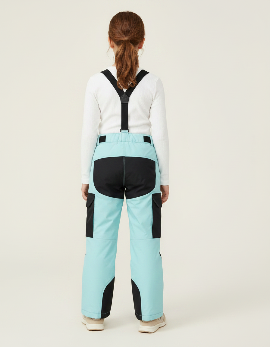 Pantalon De Pluie Turquoise Noir Bretelles Imperméable Enfant - Multicolore Polyester - vue 2