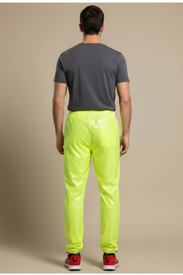 Pantalon De Pluie Jaune Fluo Imperméable Brillant Homme - Polyester - vue 2
