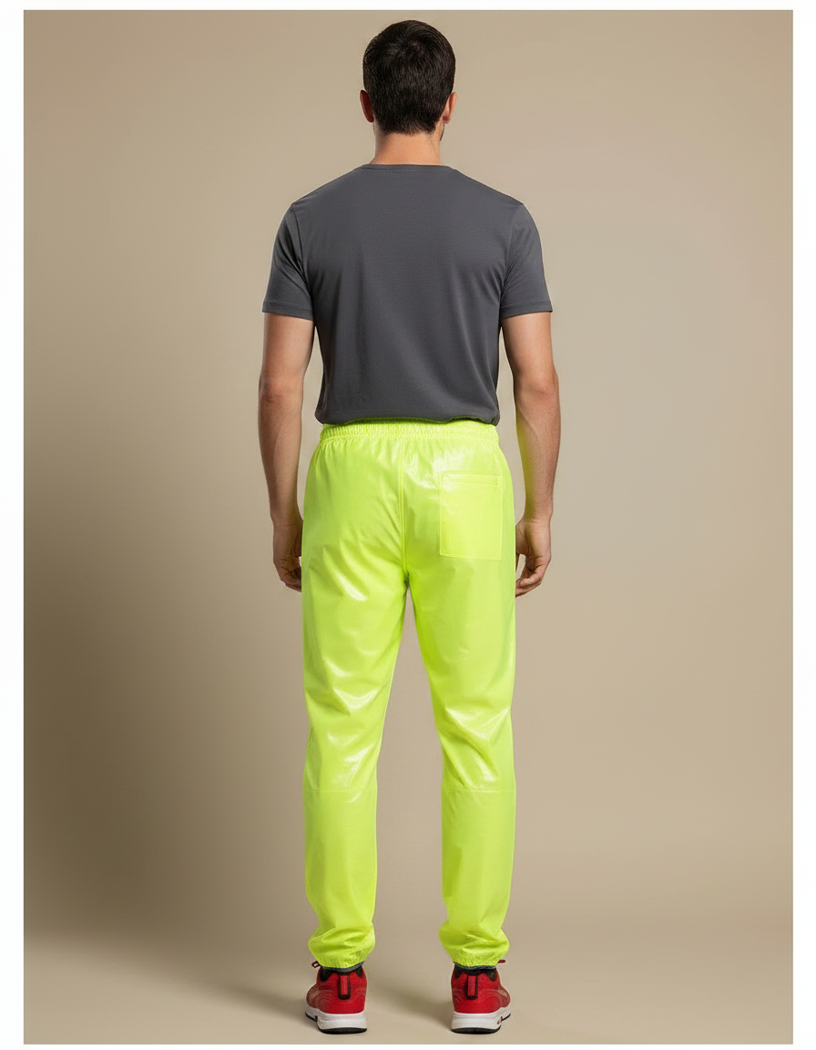 Pantalon De Pluie Jaune Fluo Imperméable Brillant Homme - Polyester - vue 2