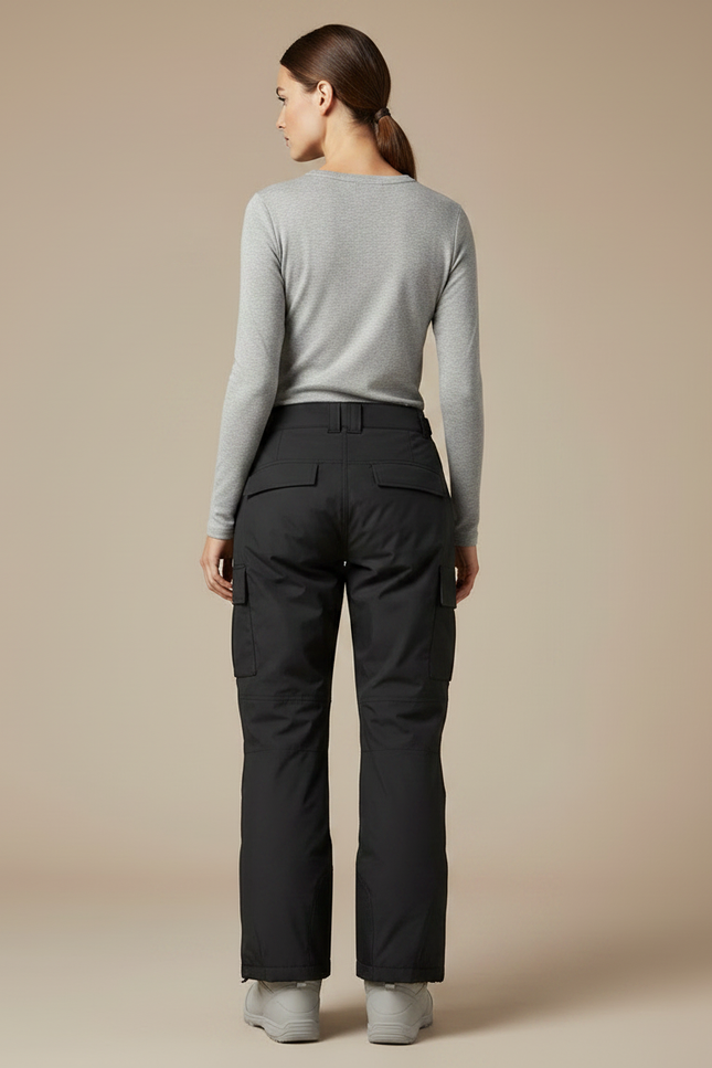 Pantalon De Pluie Noir Imperméable Cargo Ample Femme - Polyester - vue 2
