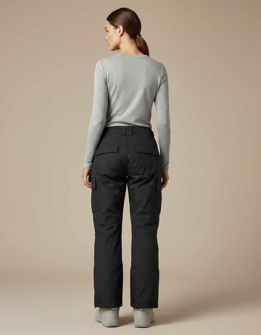 Pantalon De Pluie Noir Imperméable Cargo Ample Femme - Polyester - vue 2