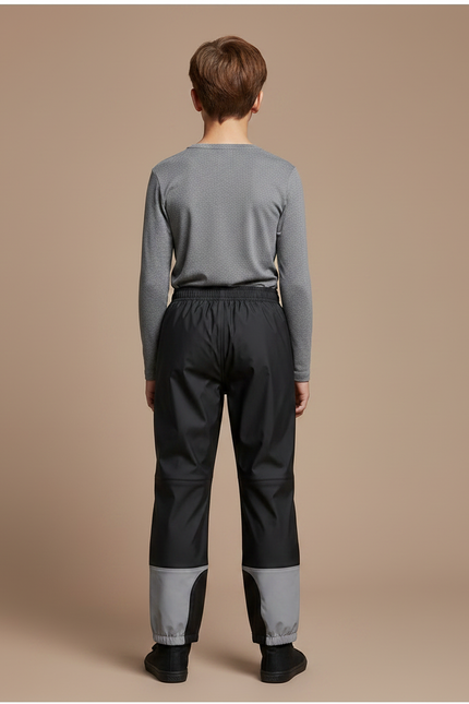 Pantalon De Pluie Noir Imperméable Réfléchissant Enfant Unisexe - Polyester - vue 2