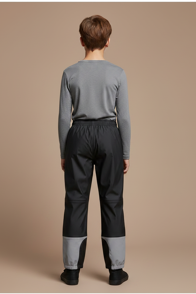 Pantalon De Pluie Noir Imperméable Réfléchissant Enfant Unisexe - Polyester - vue 2