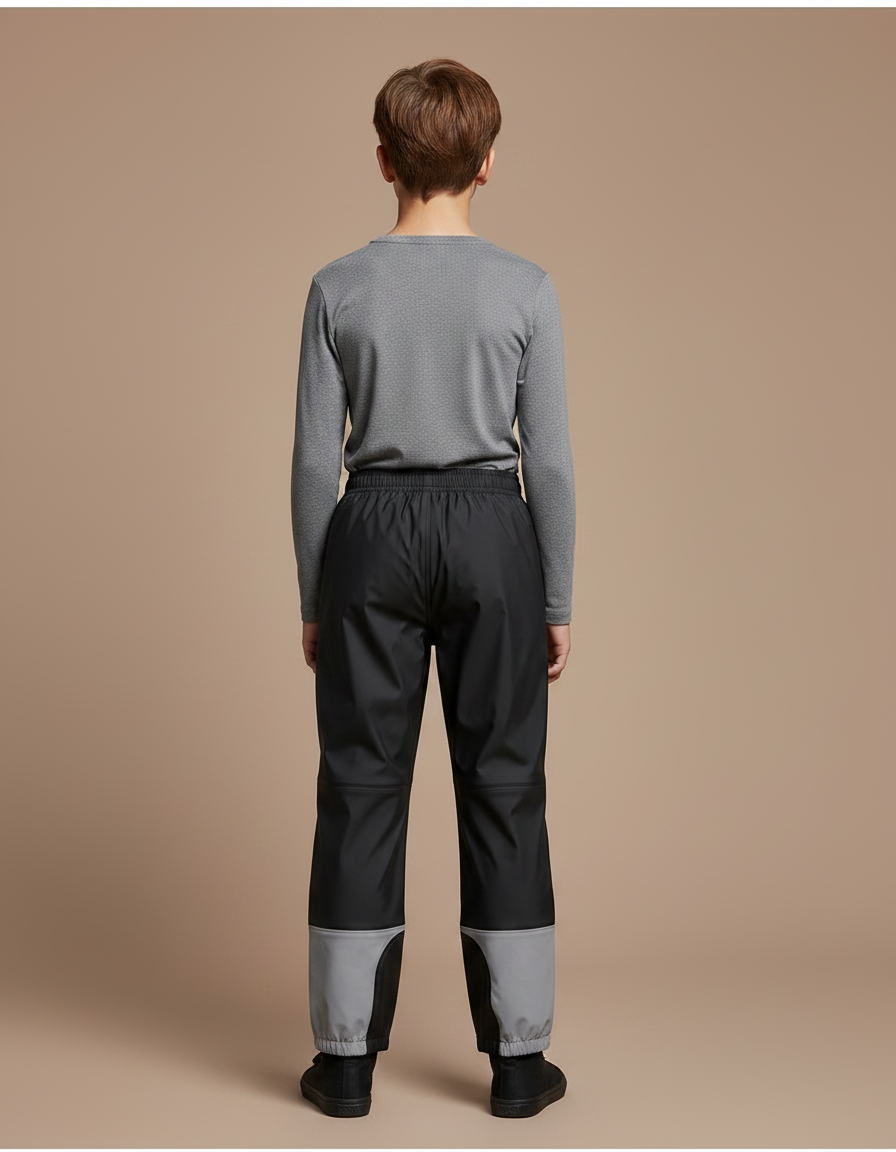 Pantalon De Pluie Noir Imperméable Réfléchissant Enfant Unisexe - Polyester - vue 2