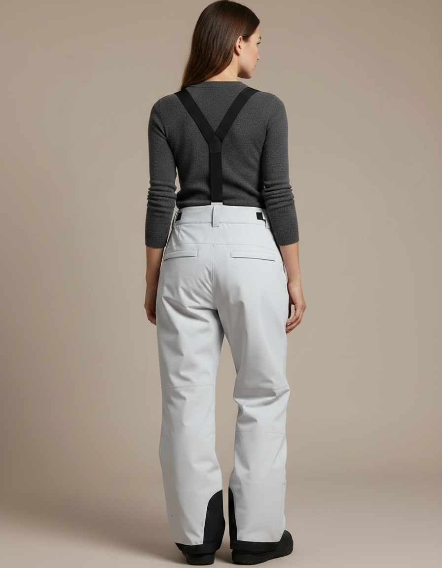 Pantalon De Pluie Gris Clair Bretelles Ample Imperméable Femme - Polyester - vue 2