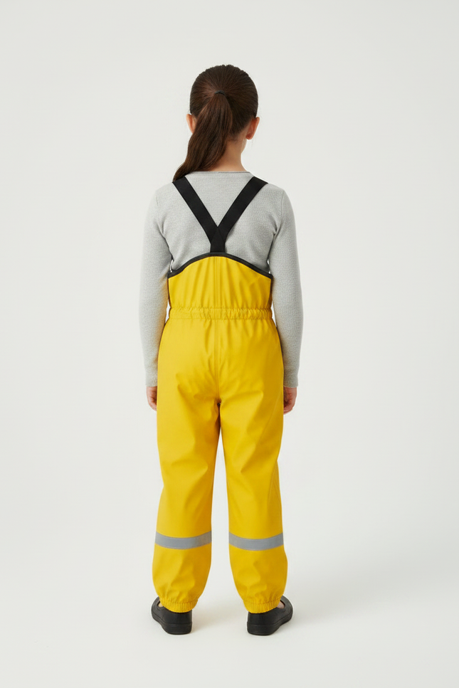 Pantalon De Pluie Jaune Imperméable Bretelles Réfléchissant Enfant - Polyester - vue 2