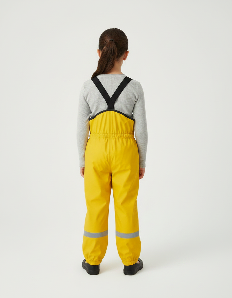 Pantalon De Pluie Jaune Imperméable Bretelles Réfléchissant Enfant - Polyester - vue 2
