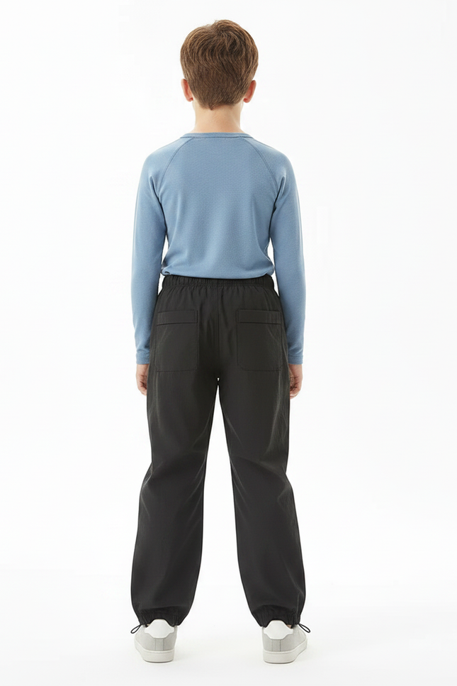 Pantalon De Pluie Noir Ample Enfant Cordon - Polyester - vue 2