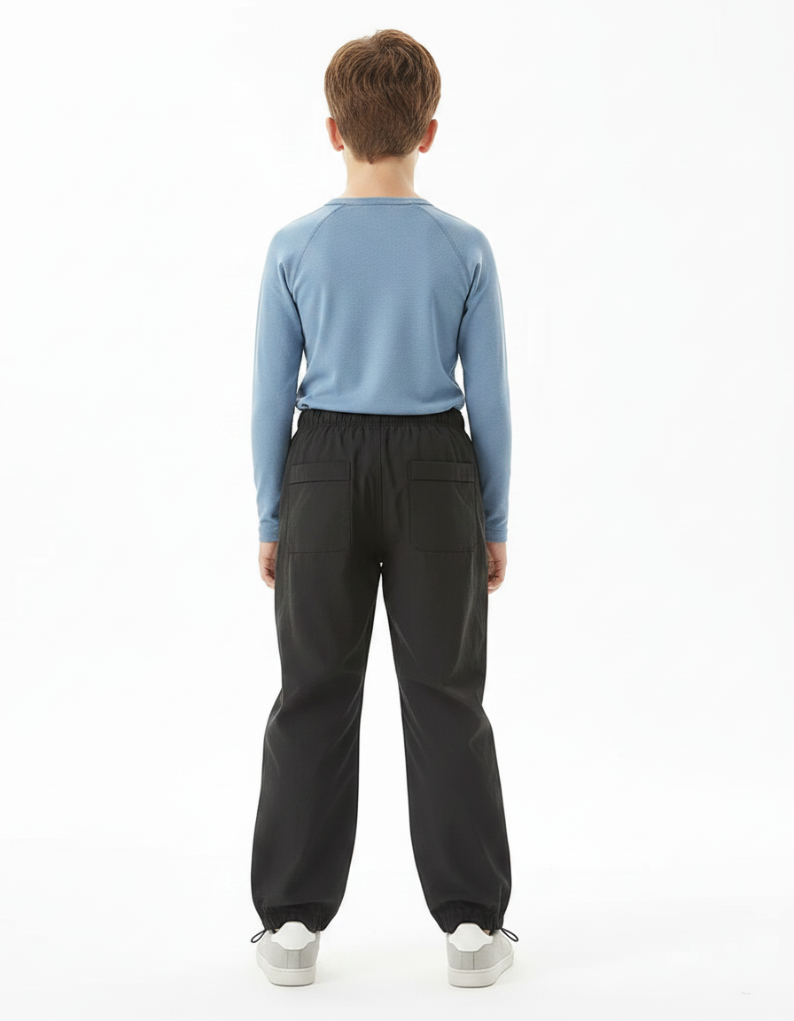 Pantalon De Pluie Noir Ample Enfant Cordon - Polyester - vue 2