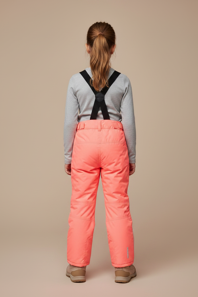 Pantalon De Pluie Enfant Corail Imperméable Bretelles Hiver - Rose Polyester - vue 2