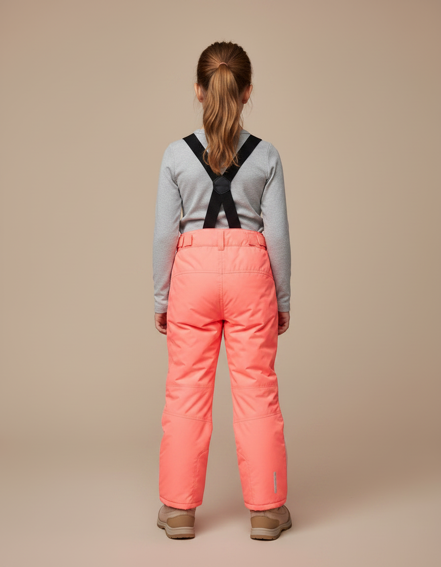 Pantalon De Pluie Enfant Corail Imperméable Bretelles Hiver - Rose Polyester - vue 2