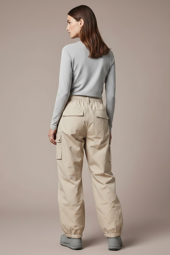 Pantalon De Pluie Beige Cargo Ample Imperméable Femme - Polyester - vue 2