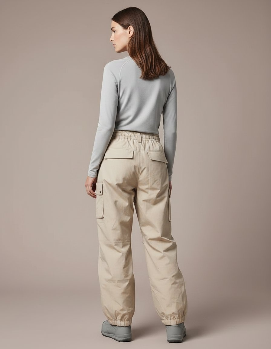 Pantalon De Pluie Beige Cargo Ample Imperméable Femme - Polyester - vue 2