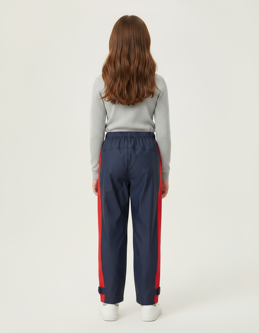Pantalon De Pluie Bleu Marine Rouge Imperméable Enfant - Polyester - vue 2
