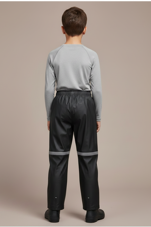 Pantalon De Pluie Noir Imperméable Réfléchissant Enfant Droit - Polyester - vue 2