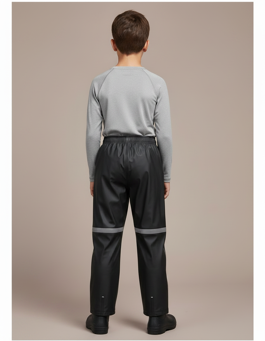 Pantalon De Pluie Noir Imperméable Réfléchissant Enfant Droit - Polyester - vue 2