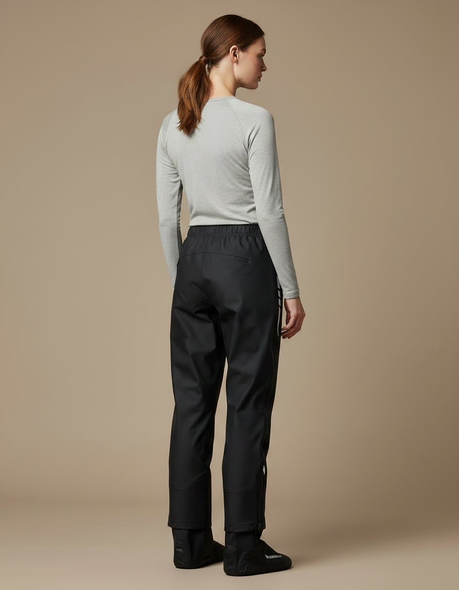 Pantalon De Pluie Noir Imperméable Sportif Réfléchissant Femme - Polyester - vue 2