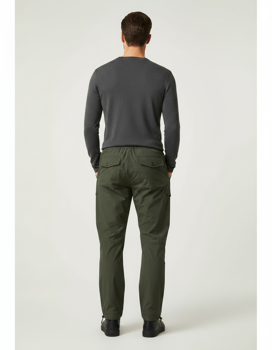Pantalon De Pluie Vert Kaki Cargo Droit Homme - Polyester - vue 2