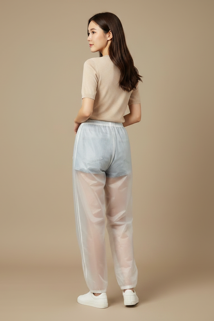 Pantalon De Pluie Transparent Léger Unisexe Imperméable - Blanc Polyester - vue 2