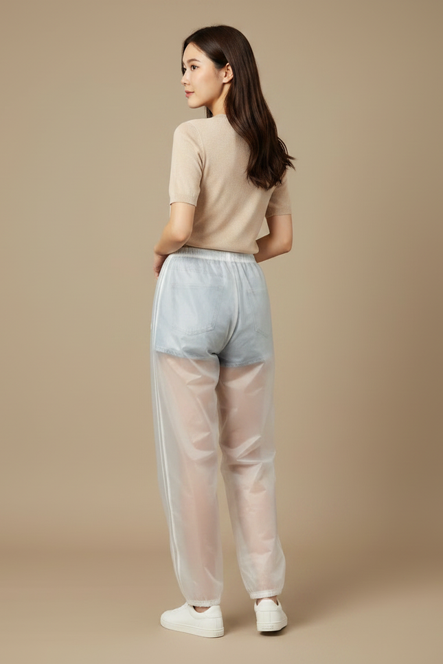 Pantalon De Pluie Transparent Léger Unisexe Imperméable - Blanc Polyester - vue 2