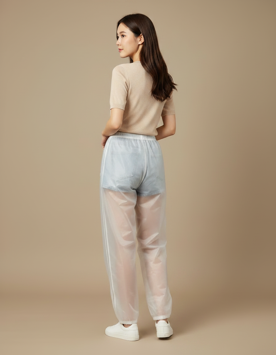 Pantalon De Pluie Transparent Léger Unisexe Imperméable - Blanc Polyester - vue 2