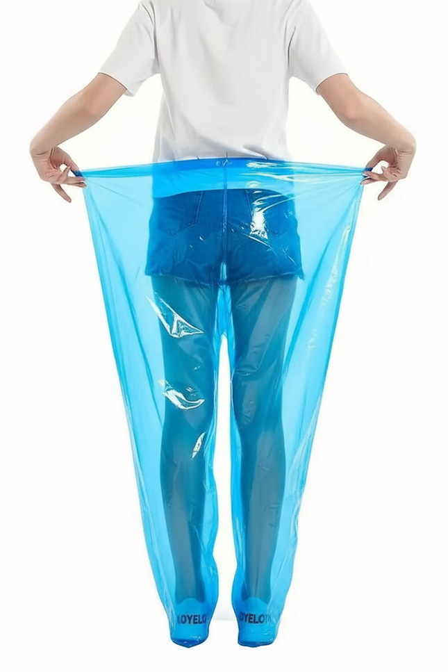 Pantalon De Pluie Transparent Bleu Imperméable Jetable Léger - Polyester