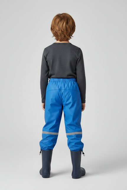 Pantalon De Pluie Bleu Élastiqué Réfléchissant Imperméable Enfant - Polyester - vue 2