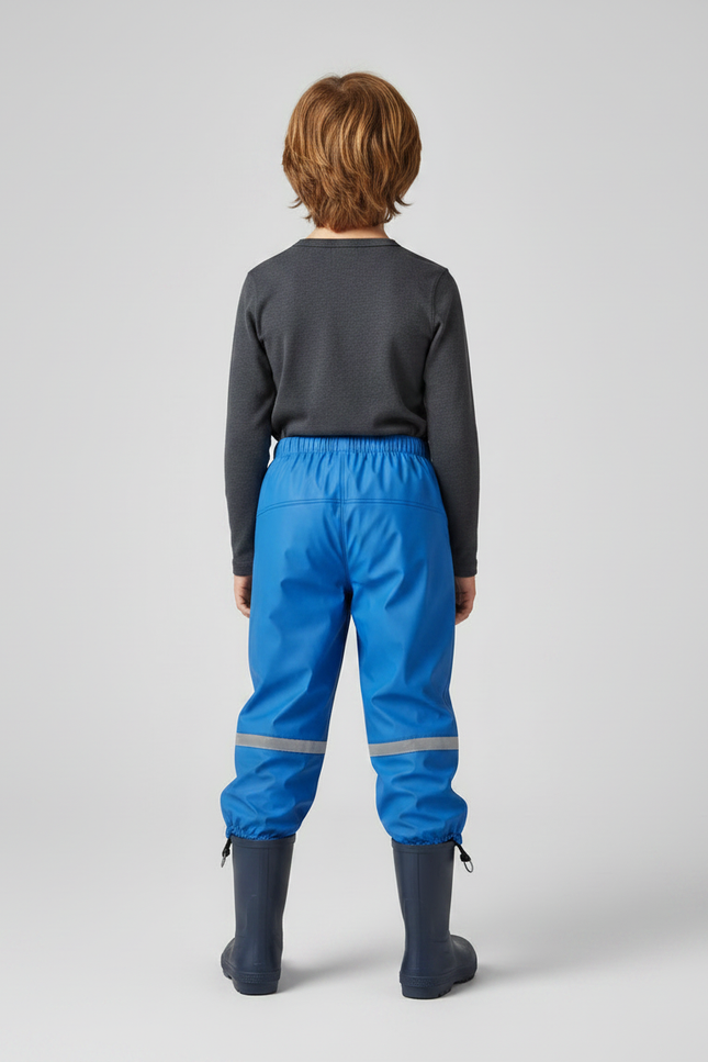Pantalon De Pluie Bleu Élastiqué Réfléchissant Imperméable Enfant - Polyester - vue 2