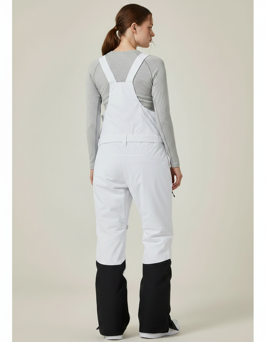 Pantalon De Pluie Blanc Noir Bretelles Ample Imperméable Unisexe - Polyester - vue 2