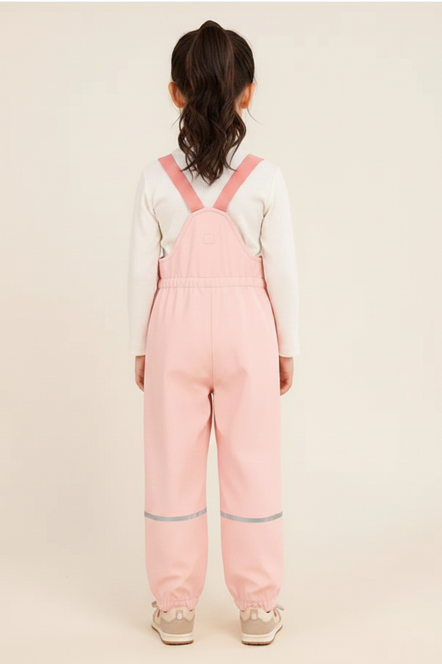 Pantalon De Pluie Rose Imperméable Bretelles Enfant Réfléchissant - Polyester - vue 2