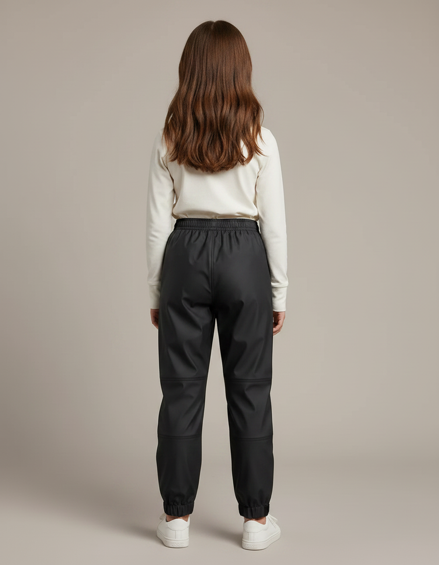 Pantalon De Pluie Noir Enfant Impermémeable Coupe Droite - Polyester - vue 2