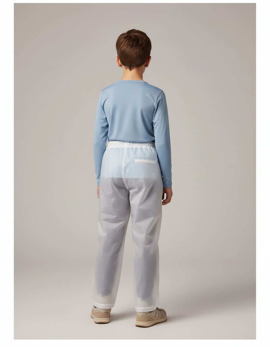 Pantalon De Pluie Transparent Léger Imperméable Enfant - Blanc Polyester - vue 2