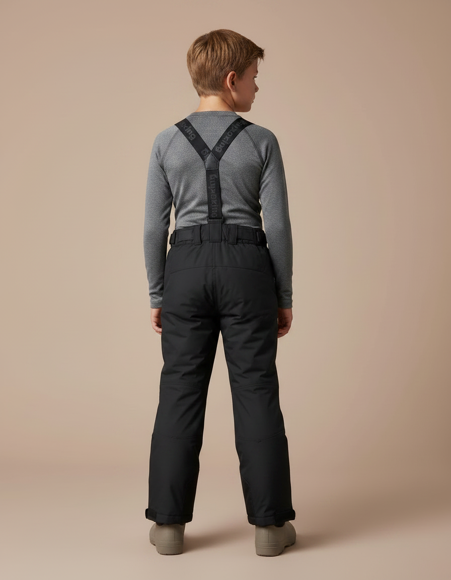 Pantalon De Pluie Noir Bretelles Imperméable Enfant Hiver - Polyester - vue 2