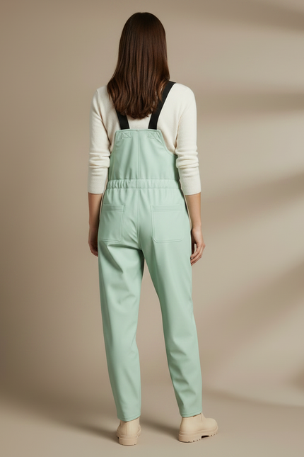 Pantalon De Pluie Vert Menthe Bretelles Imperméable Femme - Polyester - vue 2