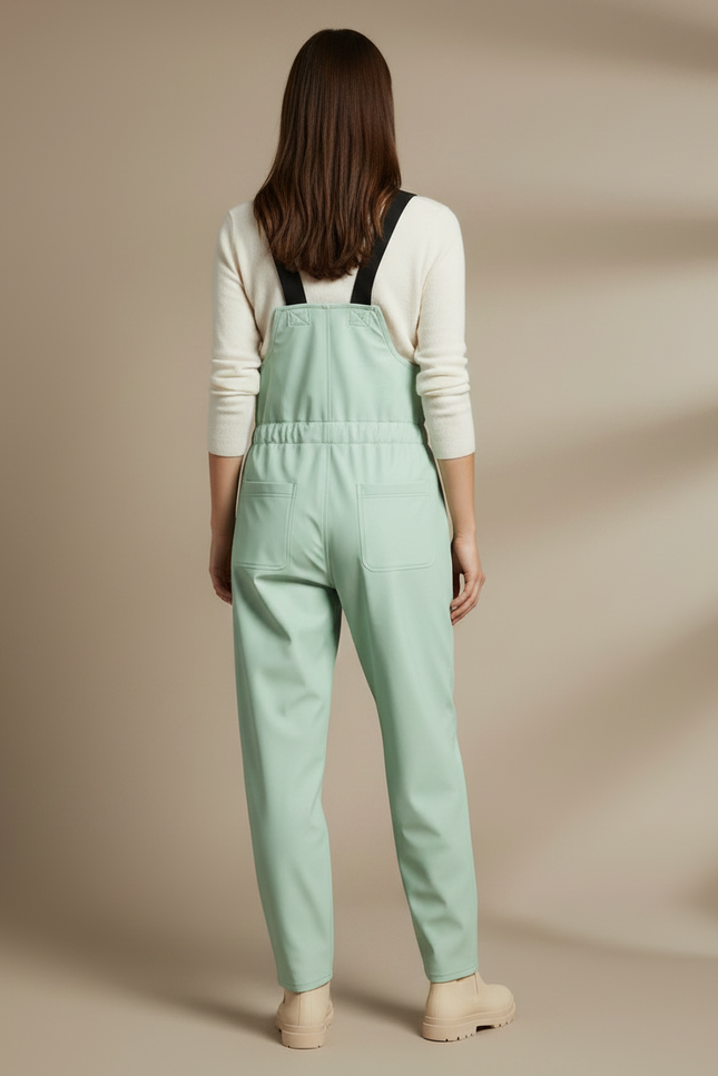 Pantalon De Pluie Vert Menthe Bretelles Imperméable Femme - Polyester - vue 2