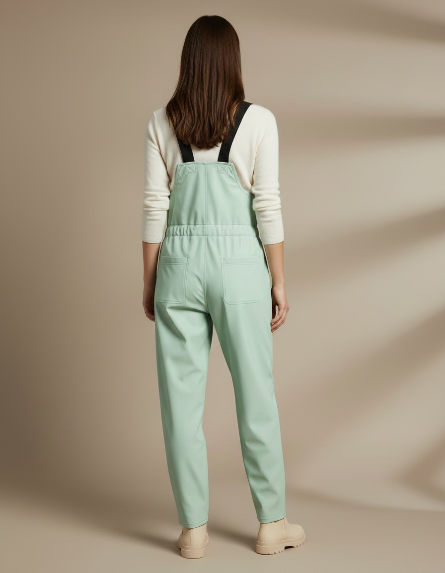 Pantalon De Pluie Vert Menthe Bretelles Imperméable Femme - Polyester - vue 2