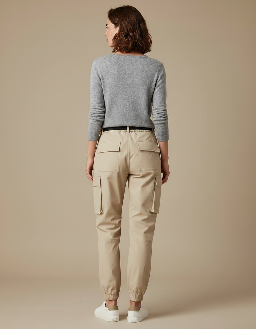 Pantalon De Pluie Beige Cargo Élastique Femme Sportif - Polyester - vue 2