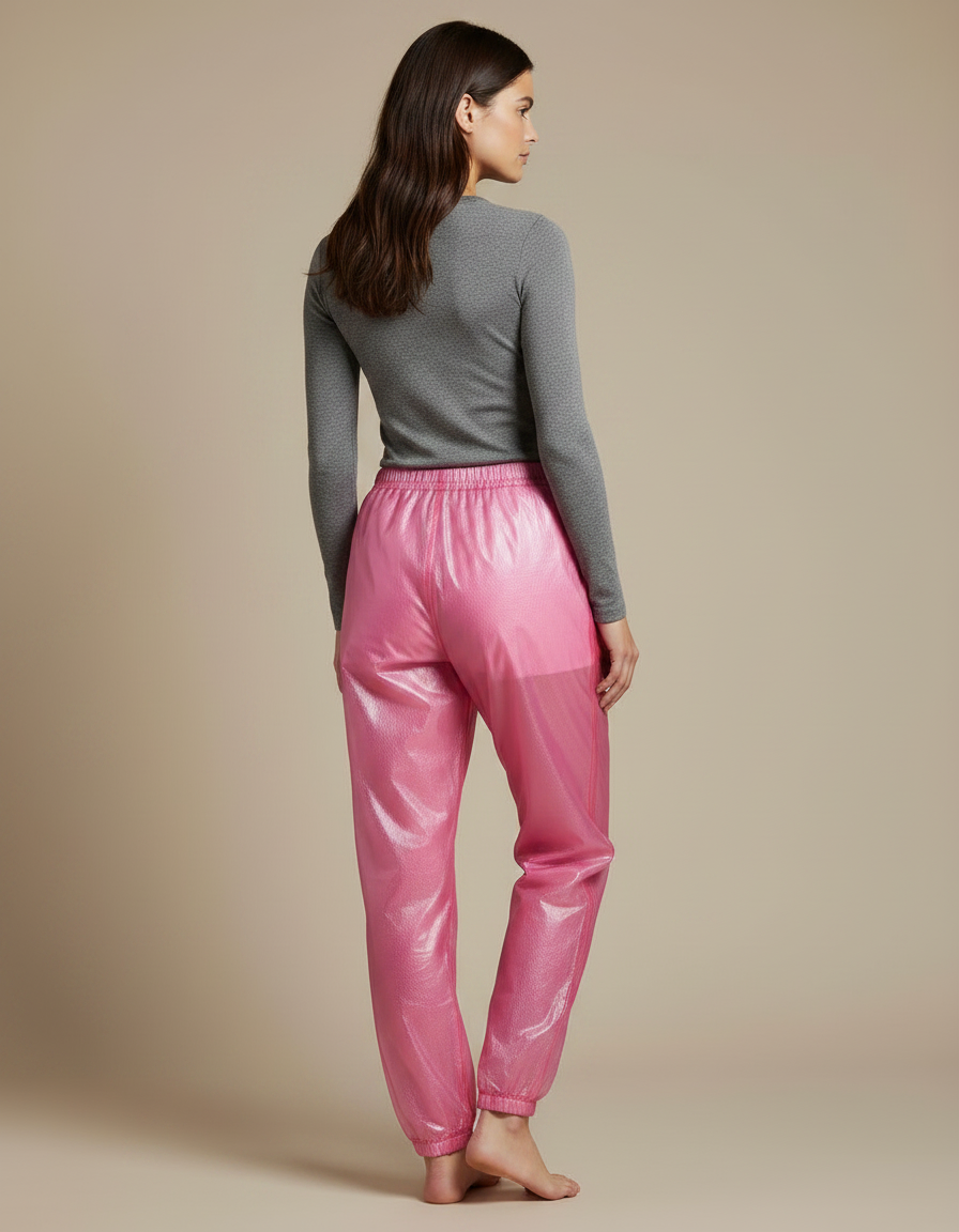 Pantalon De Pluie Rose Brillant Imperméable Ample Unisexe - Polyester - vue 2