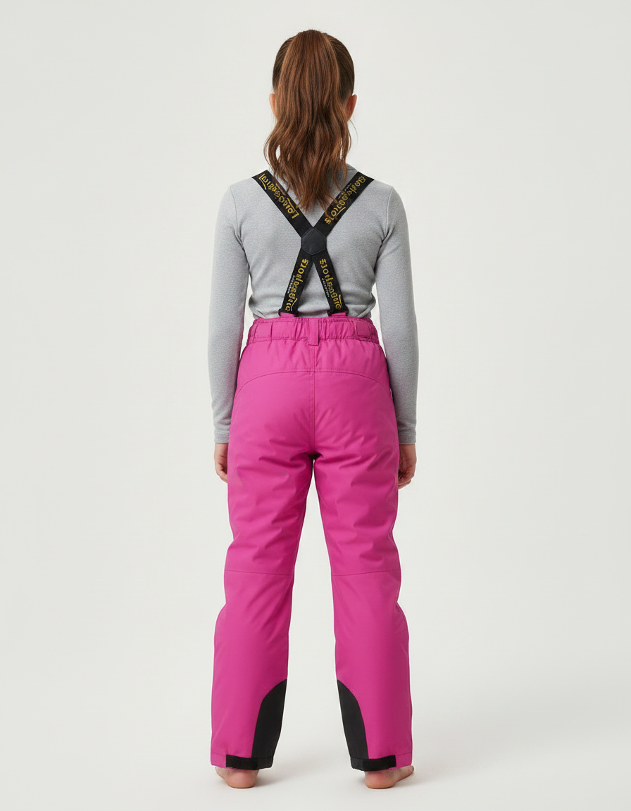 Pantalon De Pluie Rose Vif Imperméable Bretelles Réglables Enfant - Polyester - vue 2