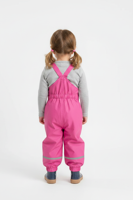 Pantalon De Pluie Rose Bretelles Imperméable Enfant Réfléchissant - Polyester - vue 2
