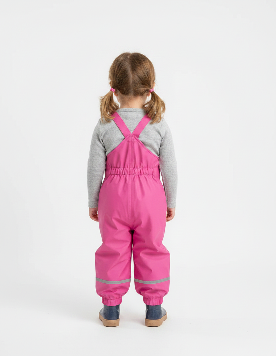Pantalon De Pluie Rose Bretelles Imperméable Enfant Réfléchissant - Polyester - vue 2