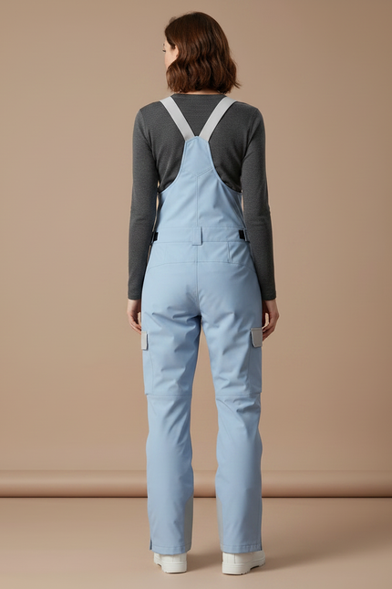 Pantalon De Pluie Bleu Clair Bretelles Imperméable Cargo Femme - Polyester - vue 2