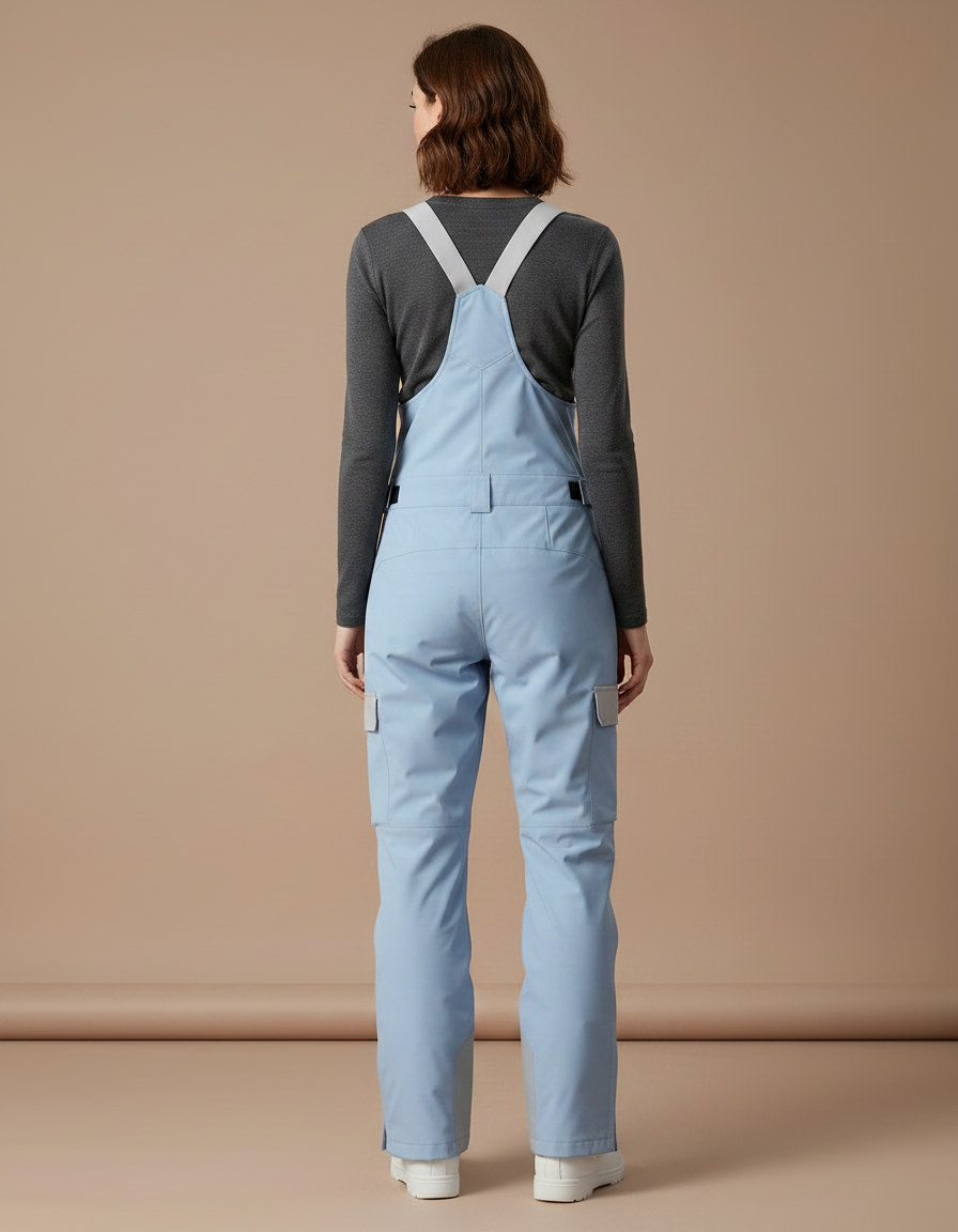 Pantalon De Pluie Bleu Clair Bretelles Imperméable Cargo Femme - Polyester - vue 2