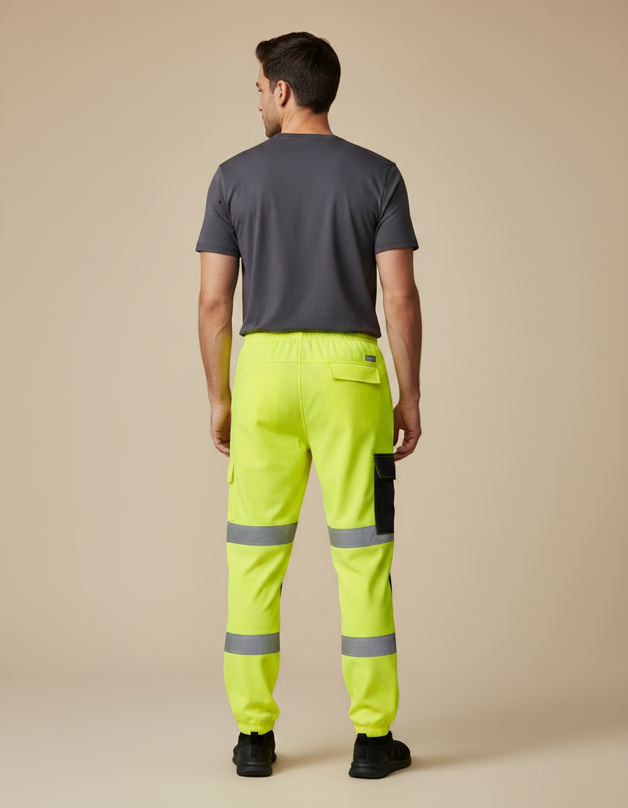 Pantalon De Pluie Jaune Fluo Réfléchissant Cargo Homme - Polyester - vue 2
