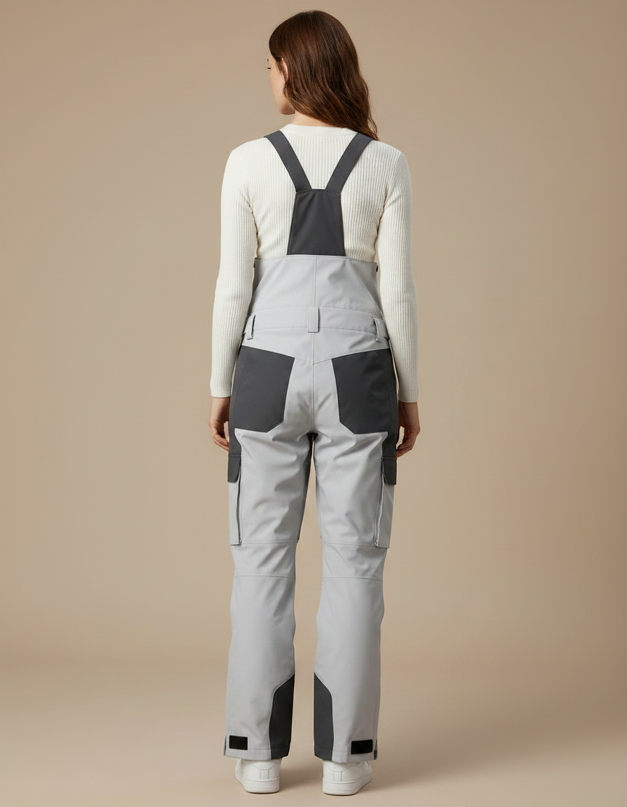 Pantalon De Pluie Gris Imperméable Bretelles Unisexe Ski - Polyester - vue 2