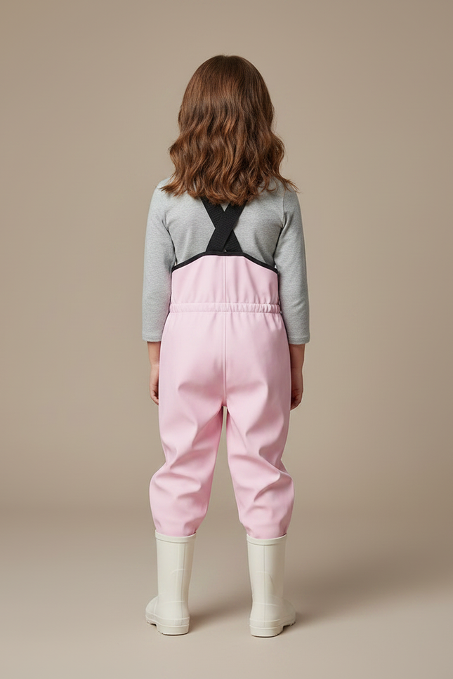 Pantalon De Pluie Rose Bretelles Imperméple Enfant - Polyester - vue 2