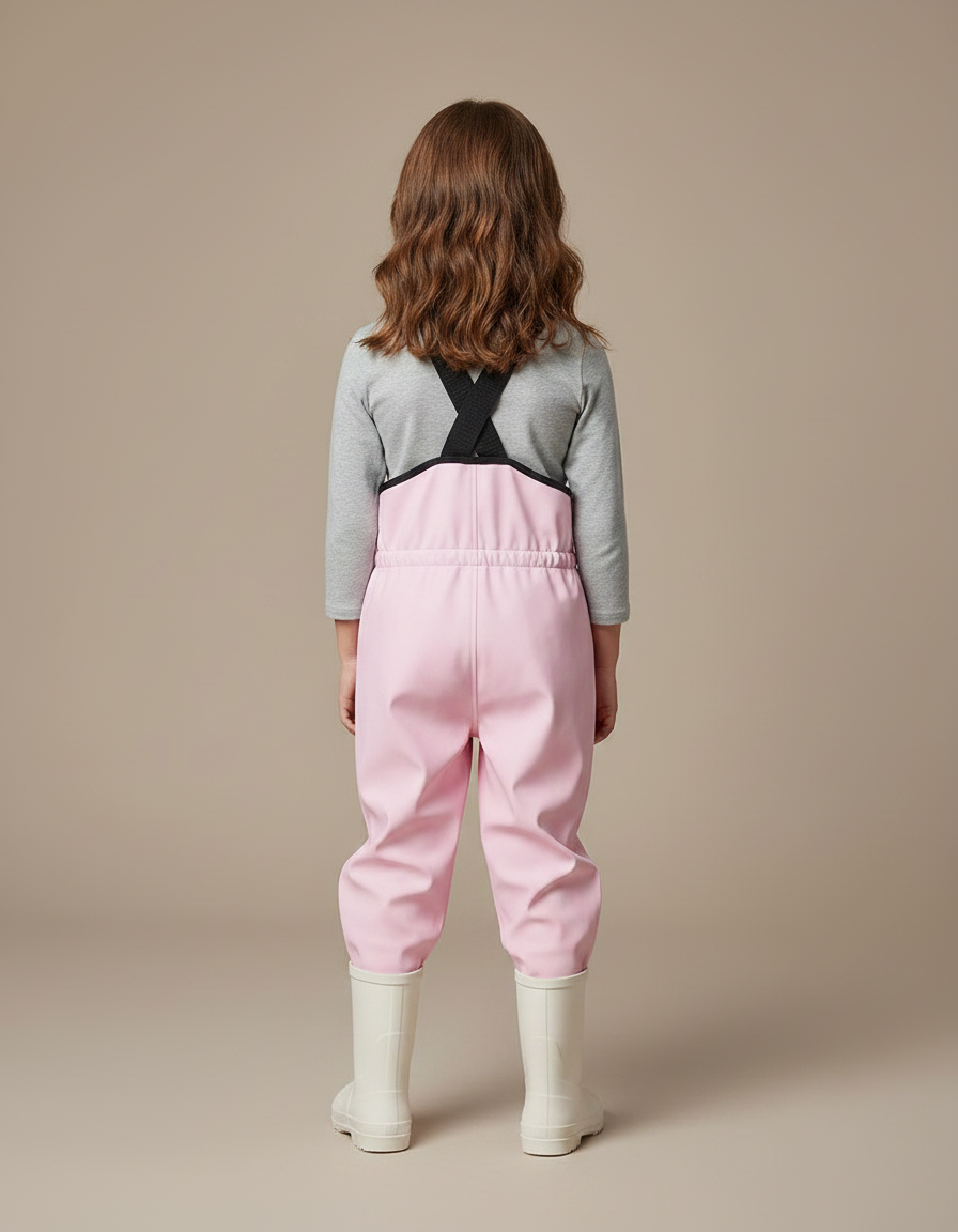 Pantalon De Pluie Rose Bretelles Imperméple Enfant - Polyester - vue 2