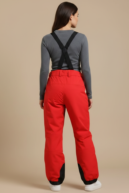Pantalon De Pluie Rouge Ample Bretelles Imperméable Unisexe - Polyester - vue 2